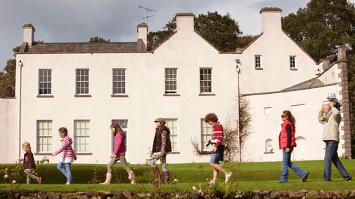 Family visitors in the garden at Ardress House, County Armagh